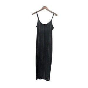 Johnny Was Slip Dress Women M Black Maxi Sleeveless Tank Cocktail Long USA